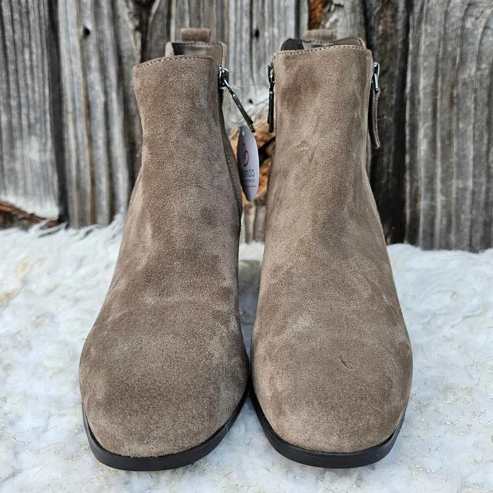 Suede Ankle Boot Tan Leather Blondo Waterproof Siena Bootie Size 8.5 Zip Heeled - Picture 2 of 13